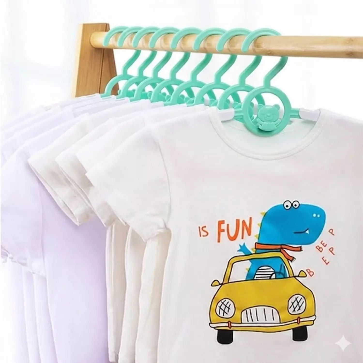 Pack 10 Ganchos Perchas Largo Adjustable Para Niños Y Bebe-2