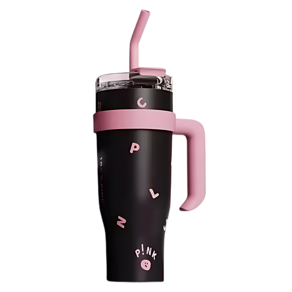 Taza Térmica Con Asa Pink Bombilla 1200 Ml Boca Ancha-0