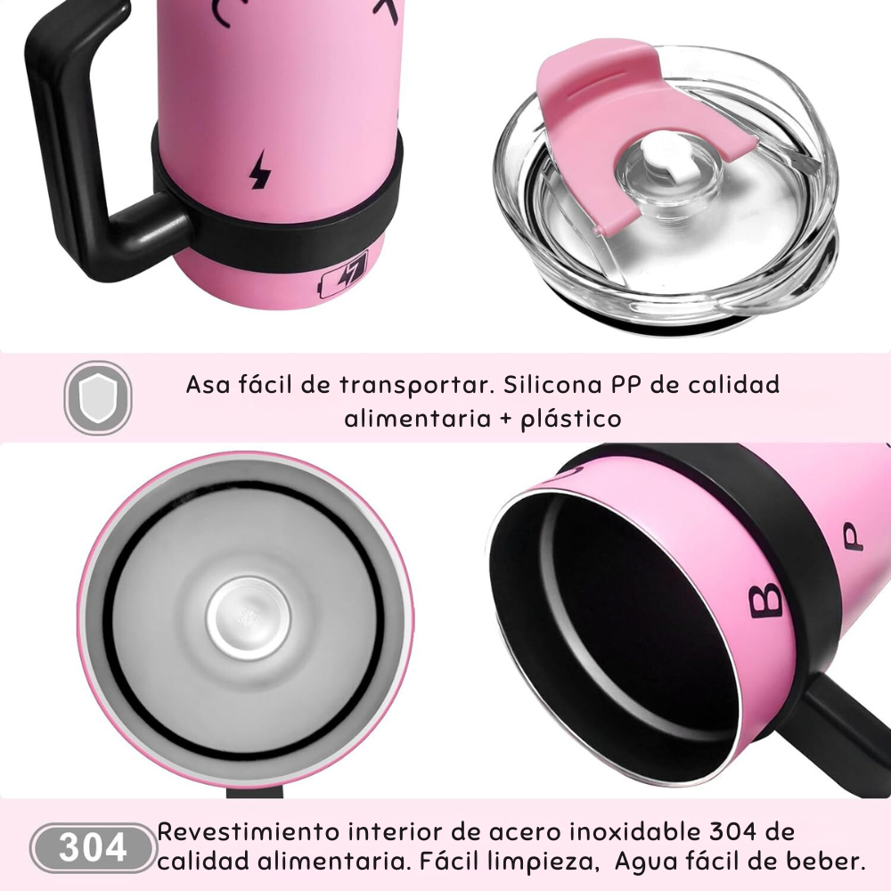Taza Térmica Con Asa Pink Bombilla 1200 Ml Boca Ancha-3