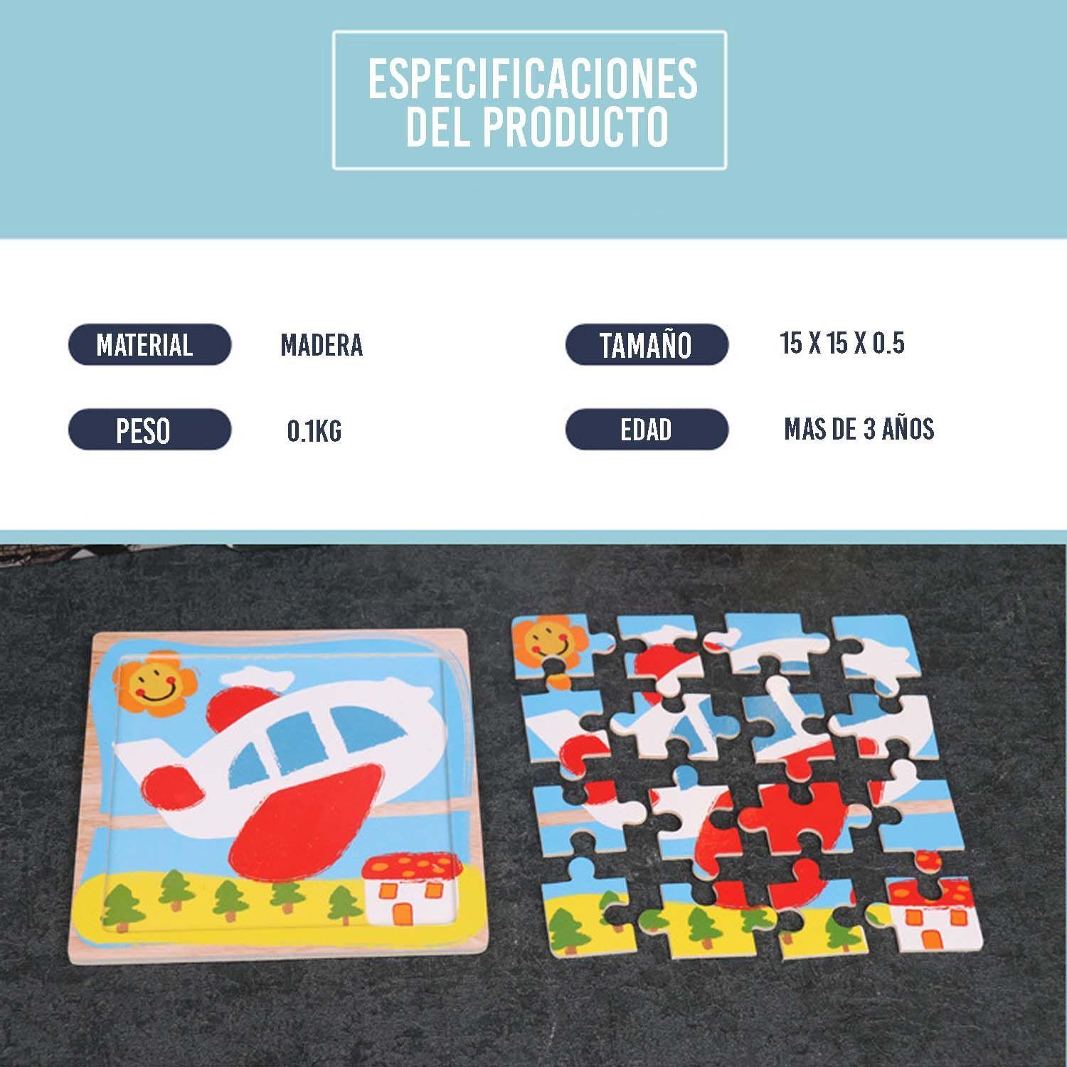 Pack de 10 Rompecabezas de Animales y Vehiculos 15-4