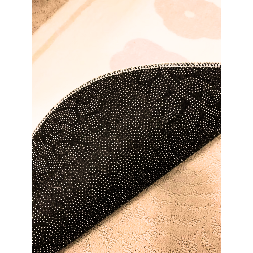 Alfombra Larga Ovalada Peluda Dormitorio Flores 120x40cm-3