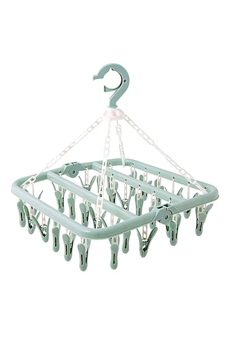 Colgador De Calcetín Ropa Interior De 32 Clips Plegable-1