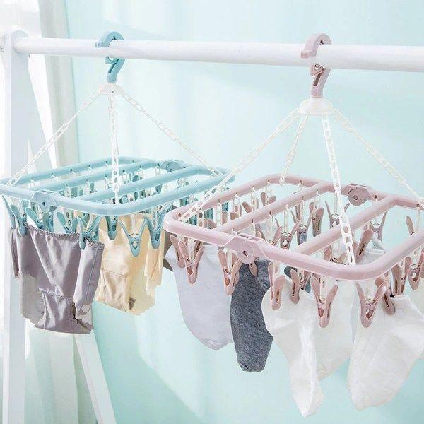 Colgador De Calcetín Ropa Interior De 32 Clips Plegable-2