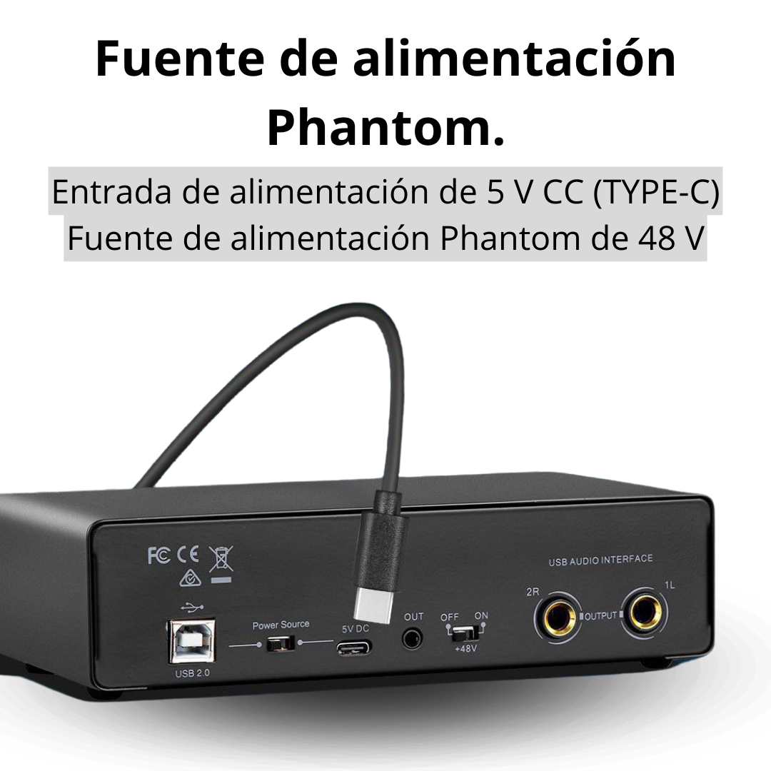 Interfaz De Audio Tarjeta De Sonido Phantom Pc Estudio Mic-1