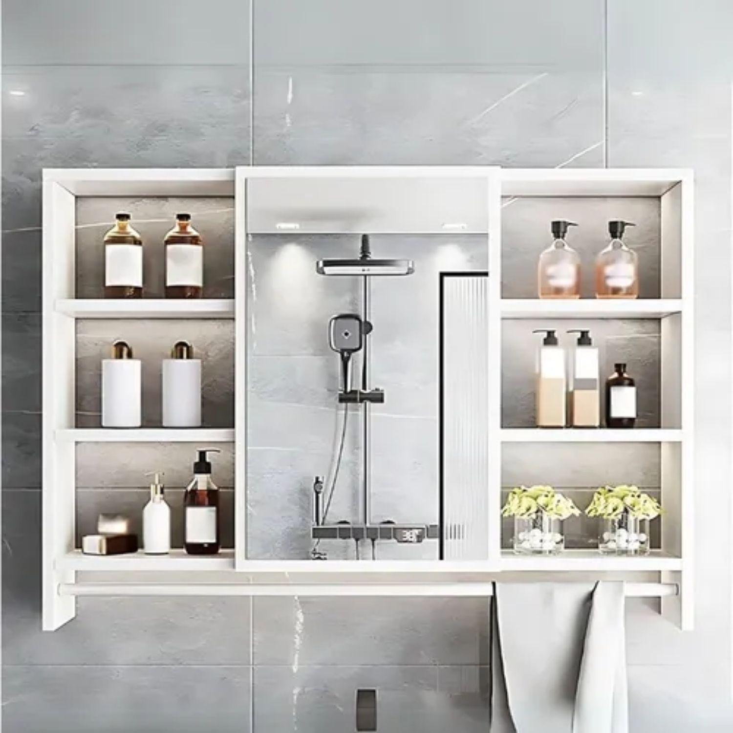 Mueble Organizador De Baño 90x12x70 cm Con Espejo 6 Niveles-3