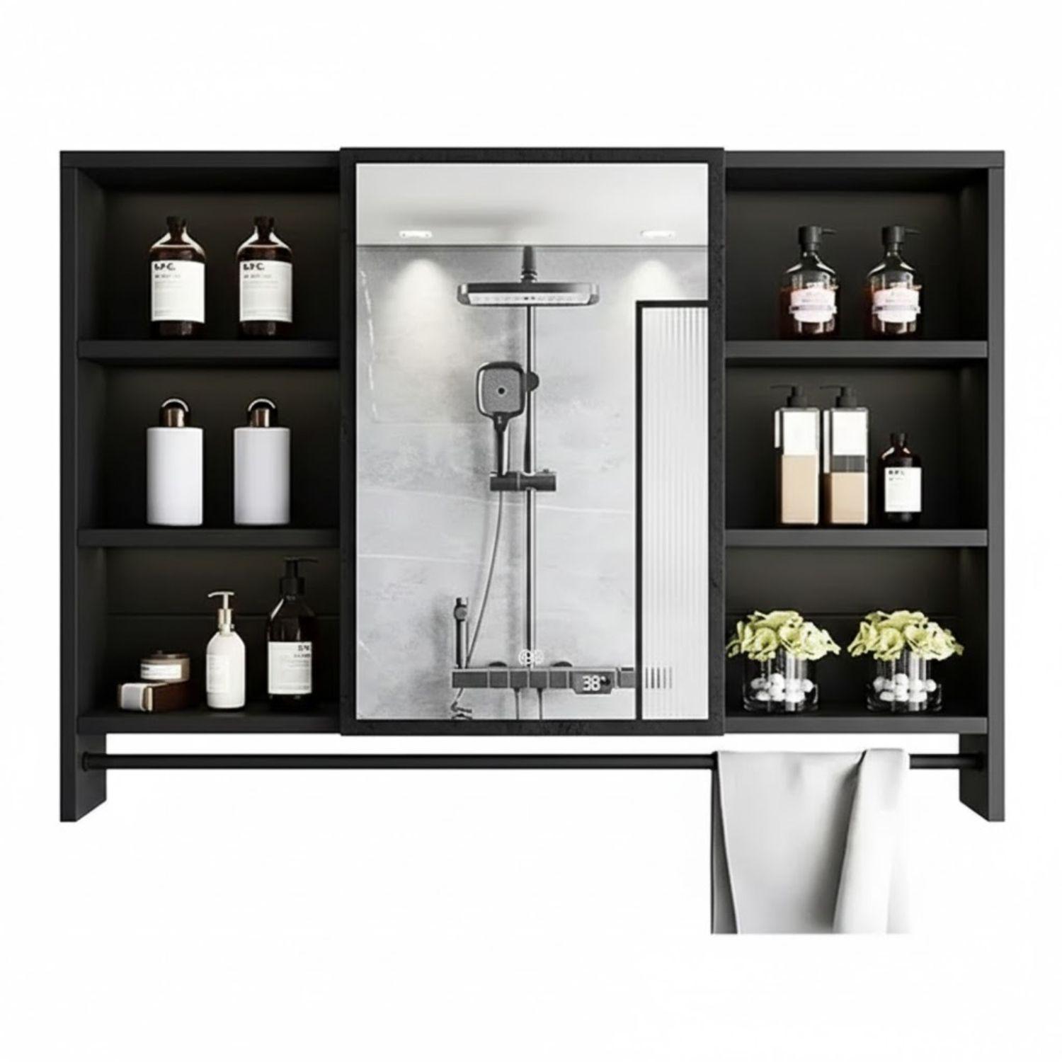 Mueble Organizador De Baño 90x12x70 cm Con Espejo 6 Niveles-0