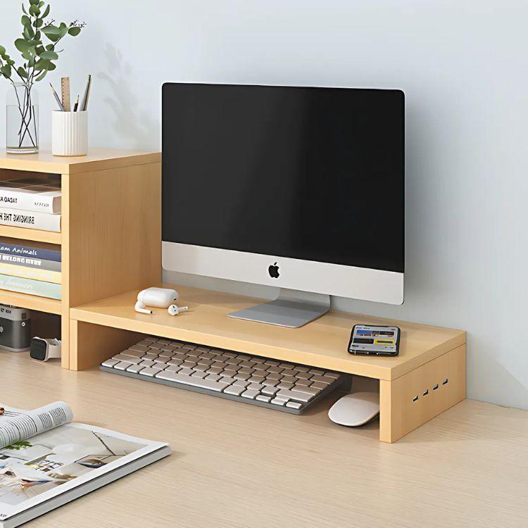 Base Elevador Monitor Soporte Pantalla PC Con Entradas USB-2