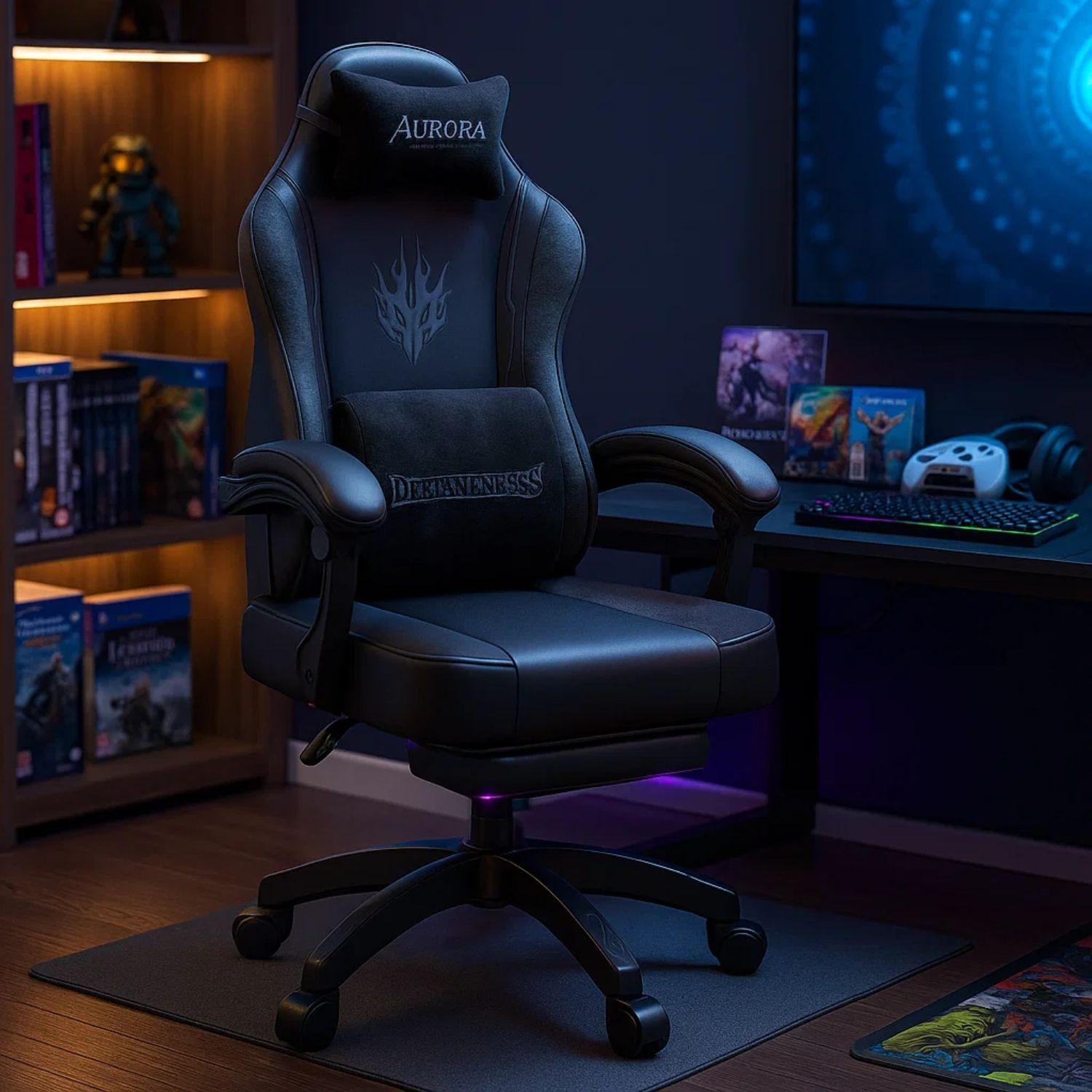 Silla Gamer Con Soporte Lumbar Reclinable 135° Y Reposapies-2