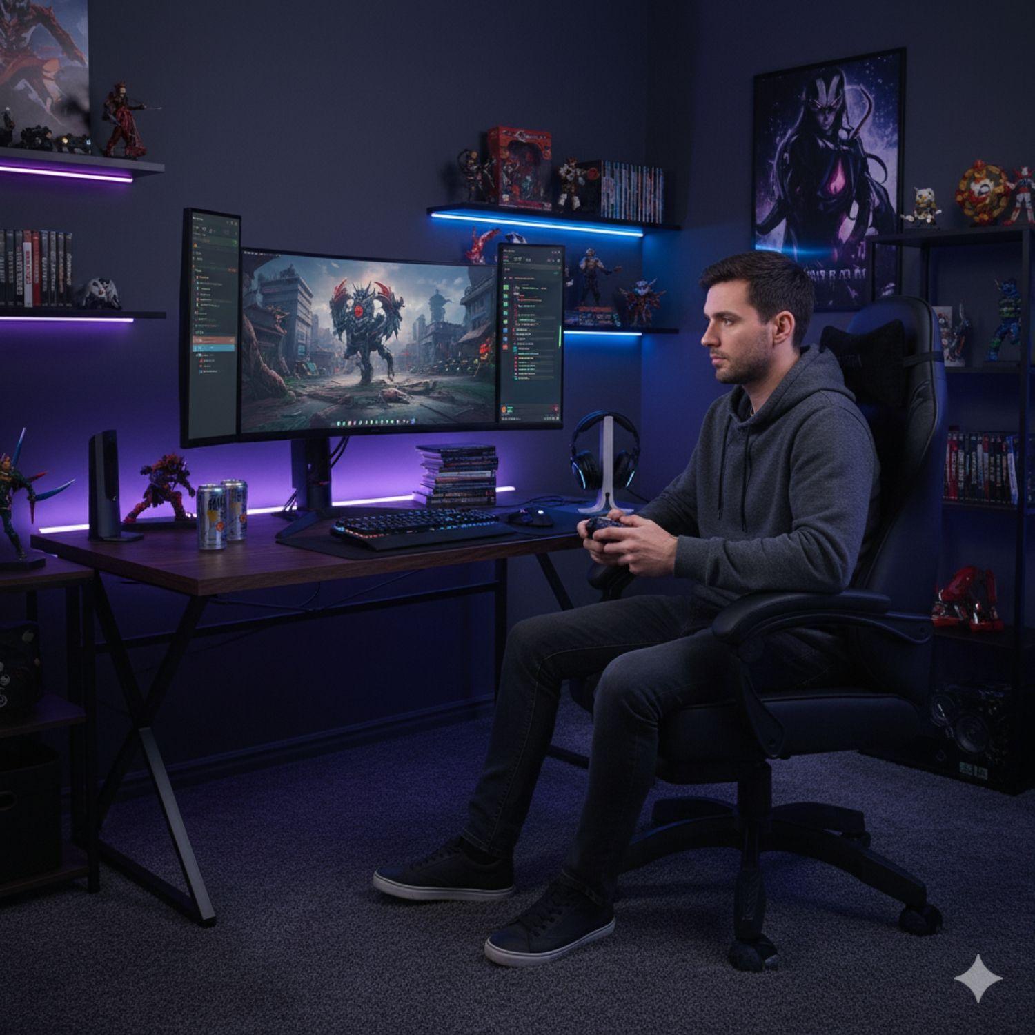 Silla Gamer Con Soporte Lumbar Reclinable 135° Y Reposapies-3