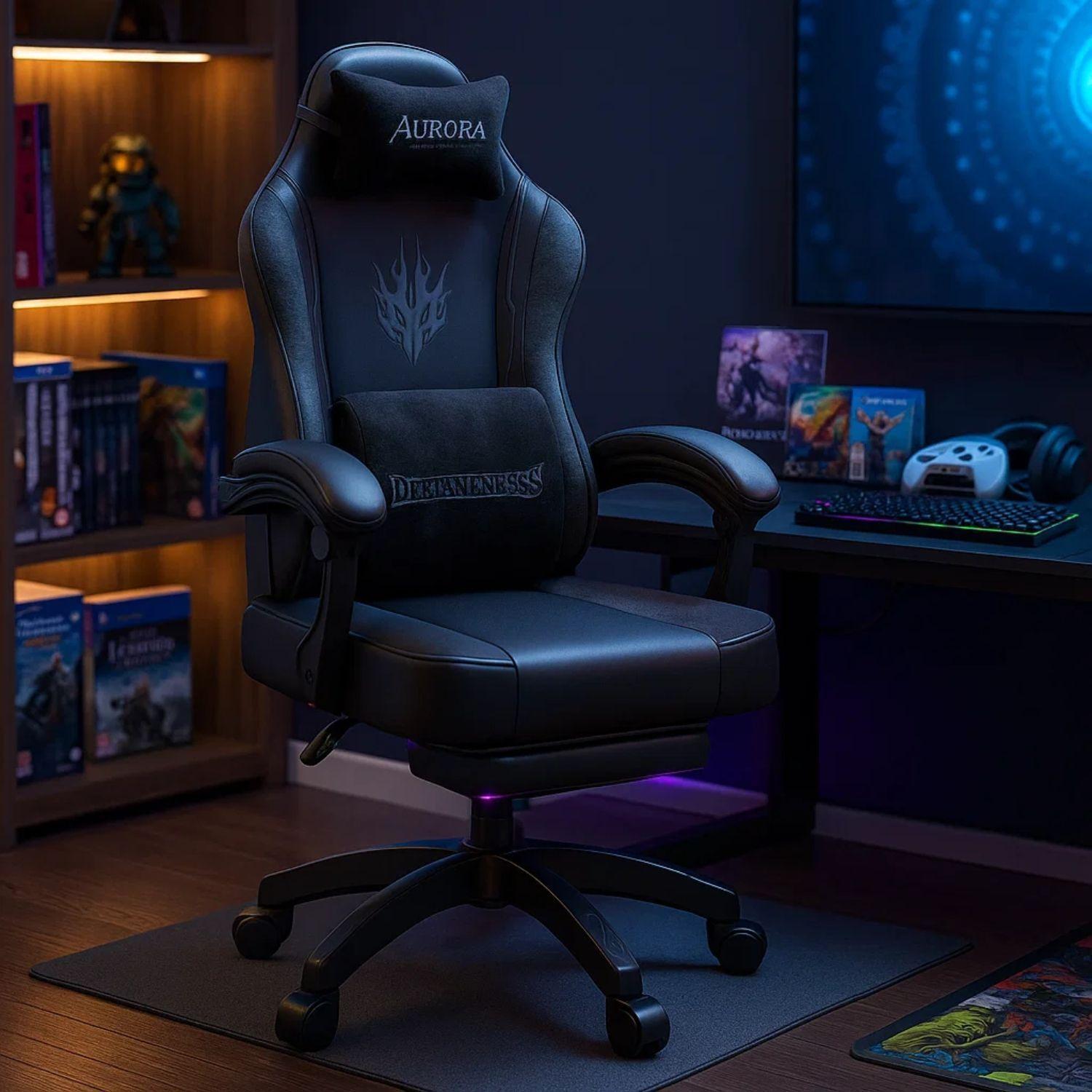 Silla Gamer Con Soporte Lumbar Reclinable 135° Y Reposapies-2