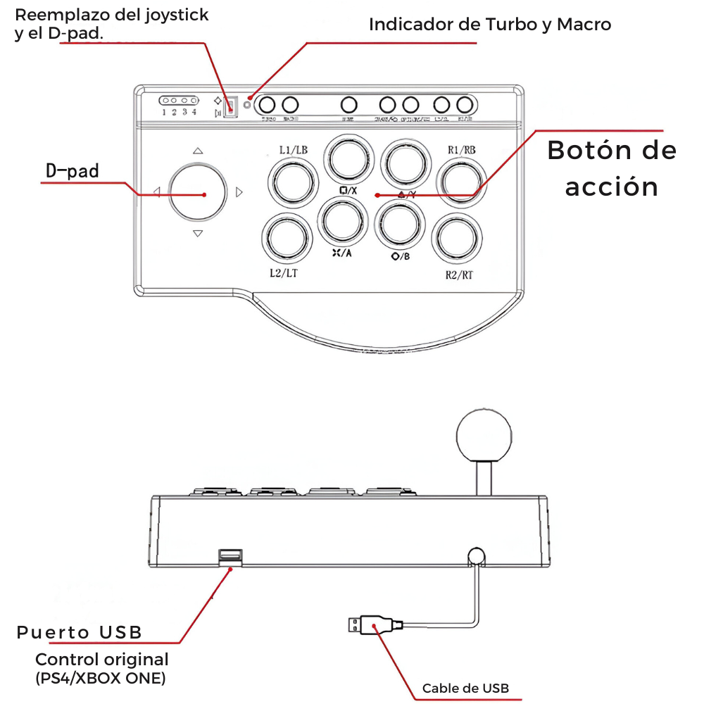 Joystick Para Juegos Arcade PXN 0082 PC/XBOX/PS4-6