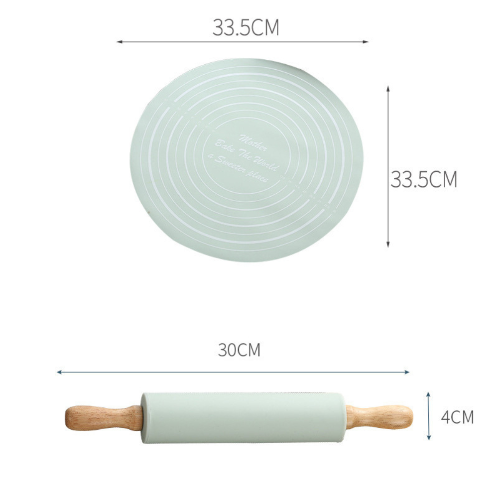 Tapete Cocina De Silicona Antiadherente Amasar + Rodillo-2