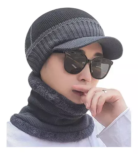 Set Calentador De Gorro Con Visera Más Bufanda Unisex-2