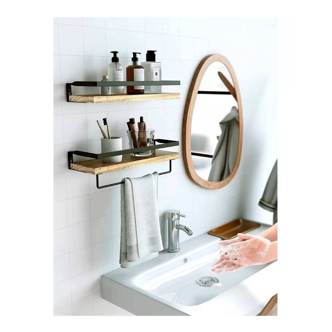 Estanteria Minimalista Moderna 2 Niveles Flotante De Madera-1