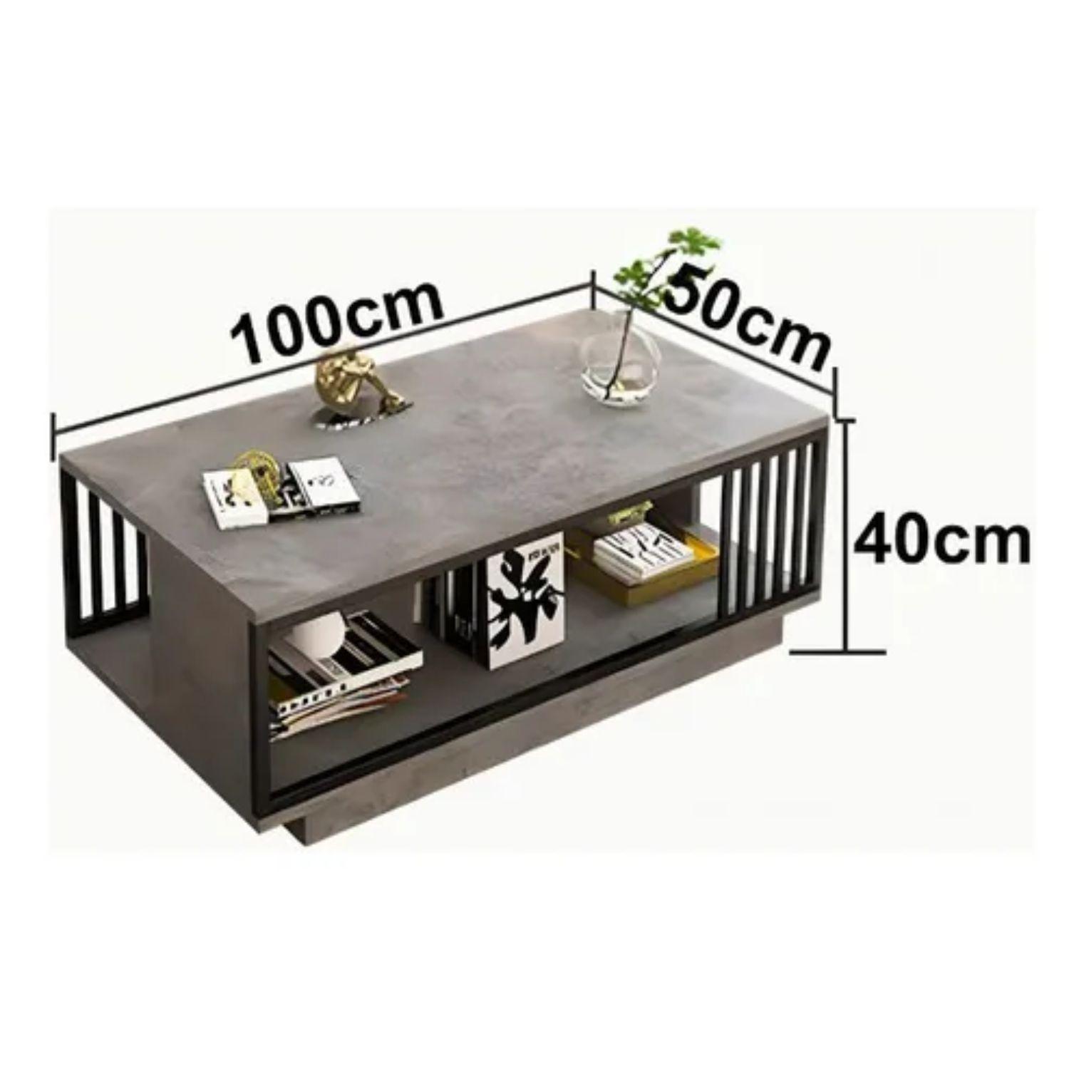 Mesa De Centro 2 Niveles 100x50x40 Living Hogar Decorativo-2