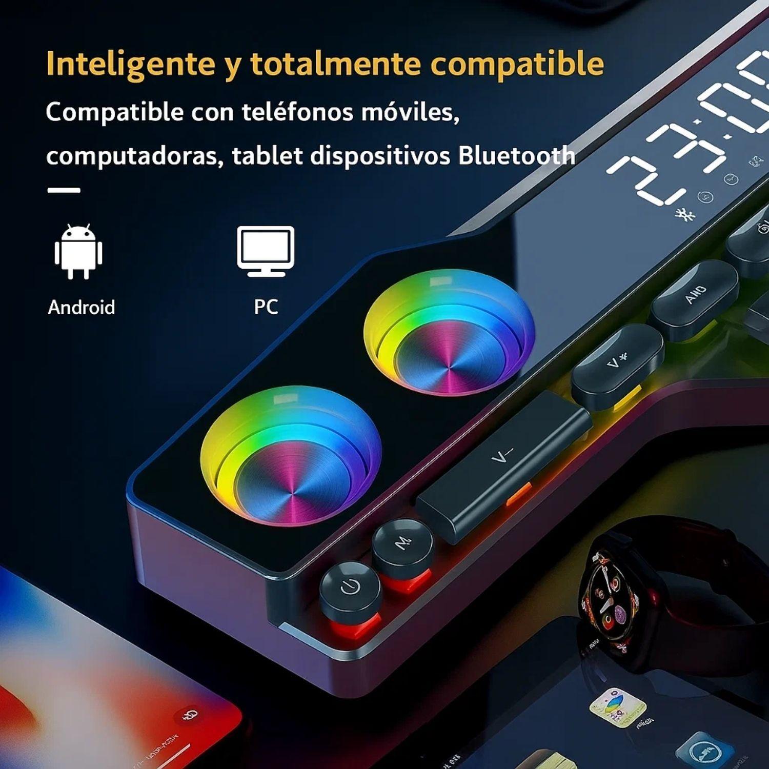 Altavoz Parlante Gamer Con Teclas Luz RGB Bluetooth PC-2
