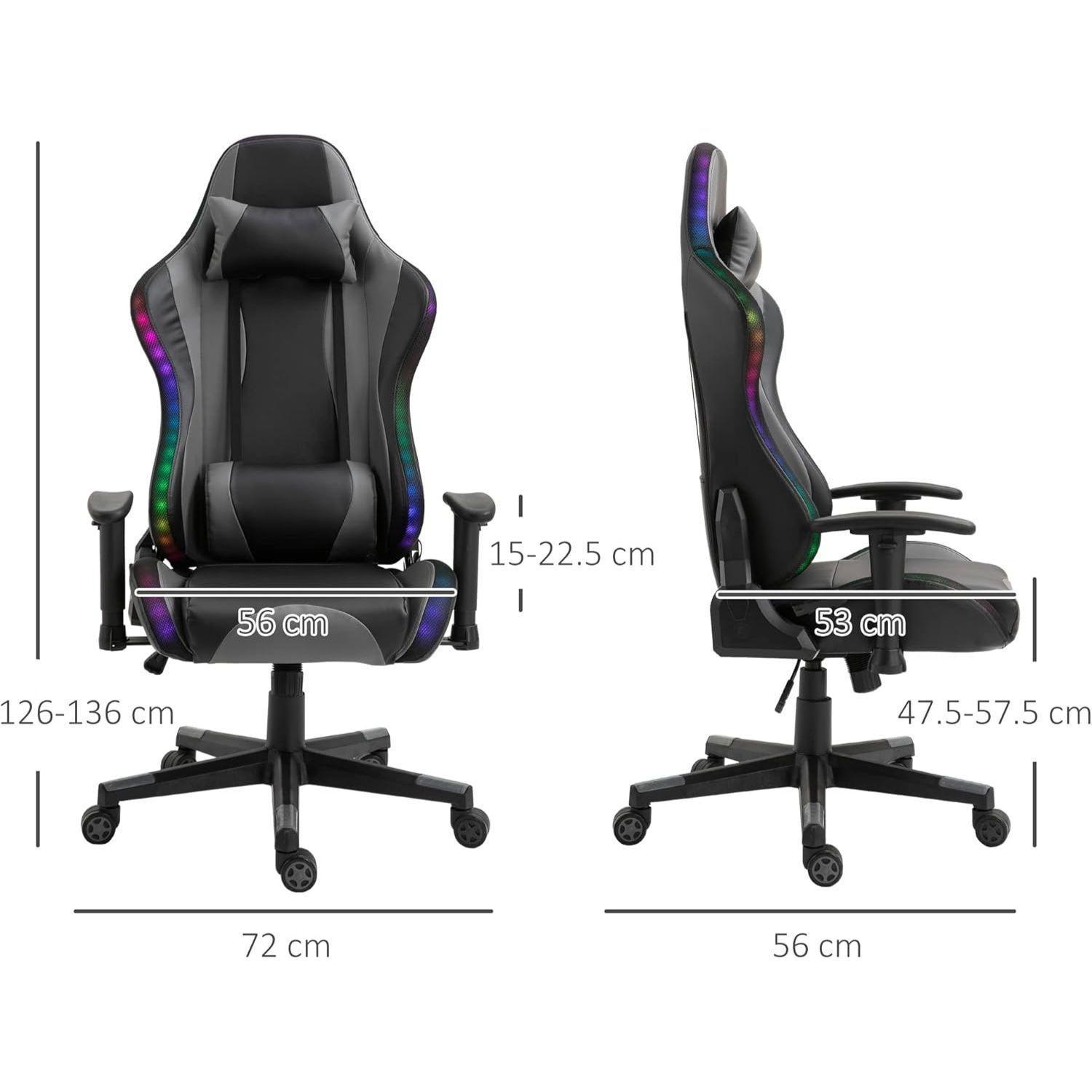 Silla Gamer Luz RGB Soporte Lumbar Reclinable Reposapiés-1