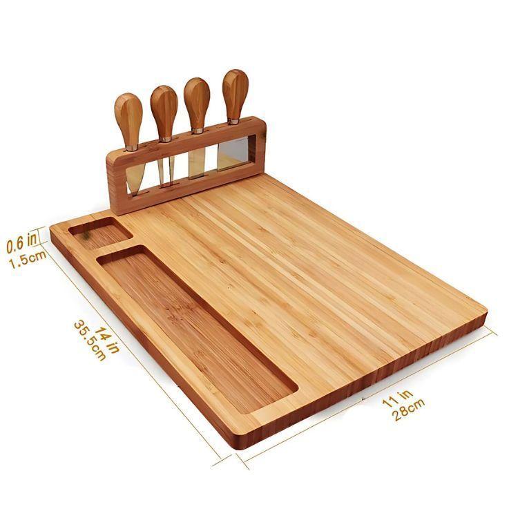 Tabla de Madera Para Picoteo Con 4 Cuchillos-2