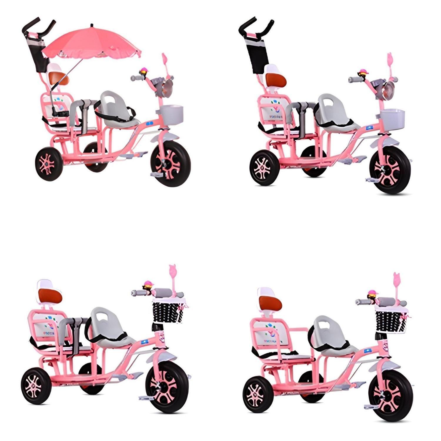 Triciclo Infantil Doble Asiento Paseador Cochecito 4 En 1-5