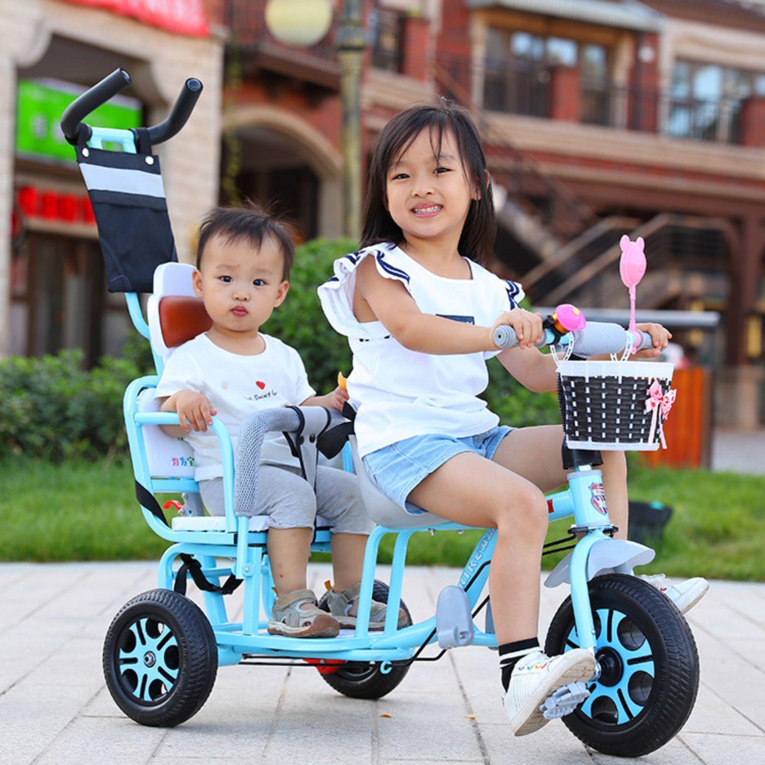Triciclo Infantil Doble Asiento Paseador Cochecito 4 En 1-2