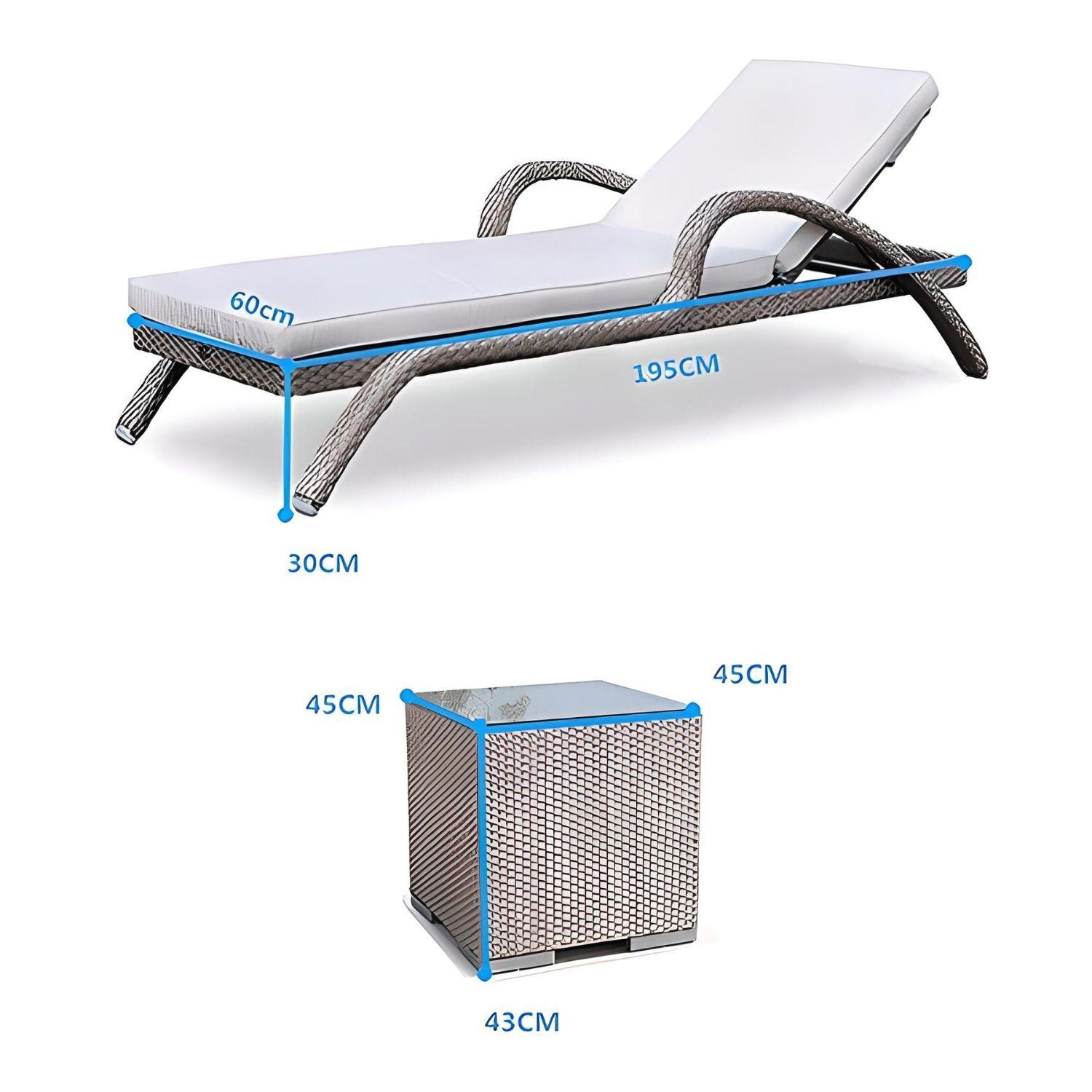 Juego De Reposeras Tumbona Para Jardín Y Playa Con Mesita De Soporte-2