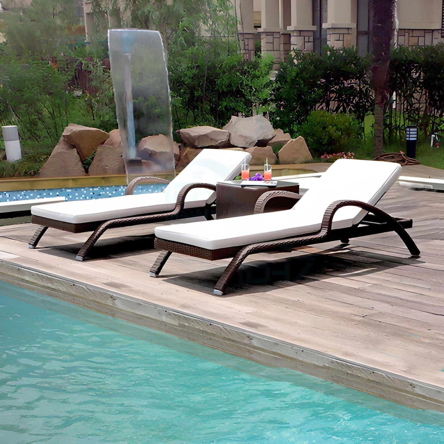 Juego De Reposeras Tumbona Para Jardín Y Playa Con Mesita De Soporte-1