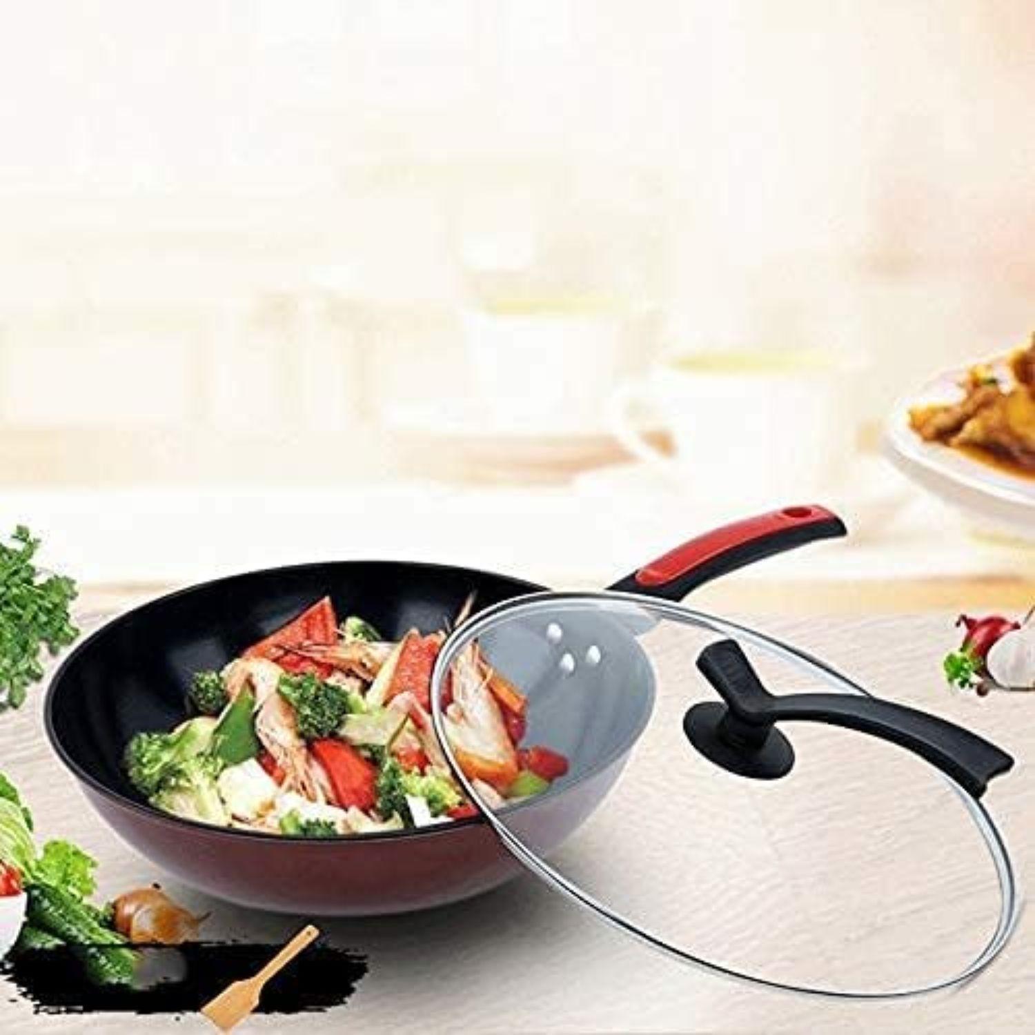Sartén Wok De Cocina Con Tapa 32 CM Coccion Antiadherente-4