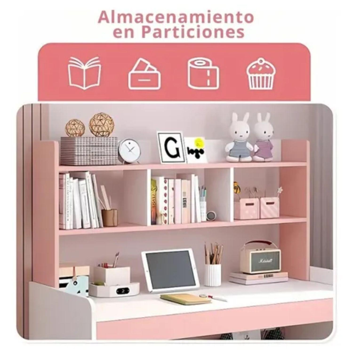 Escritorio Para Niñas Estudio 100x48x80 Con Estanteria-2
