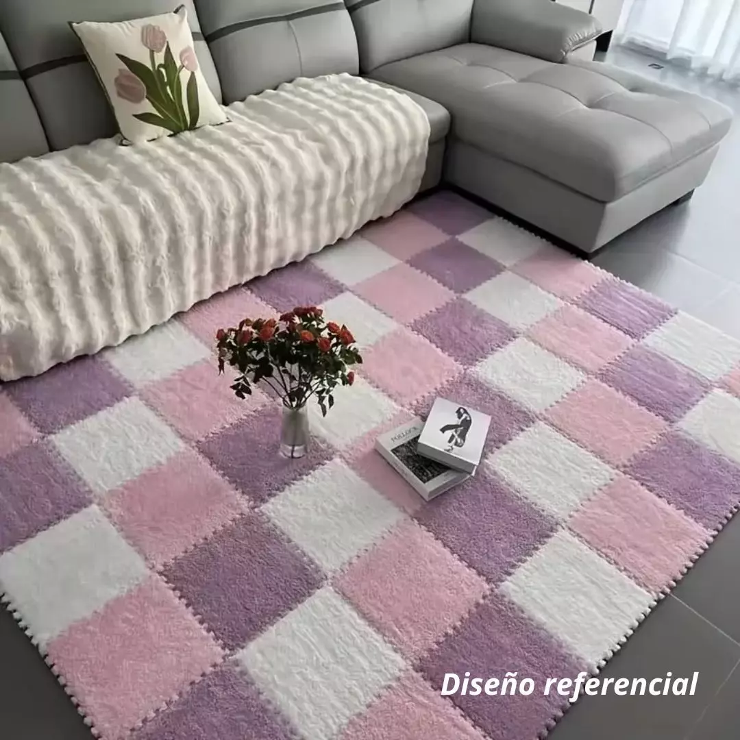 Pack 6 Alfombras Rompecabezas Felpa Shaggy 30x30 cm Armables-6