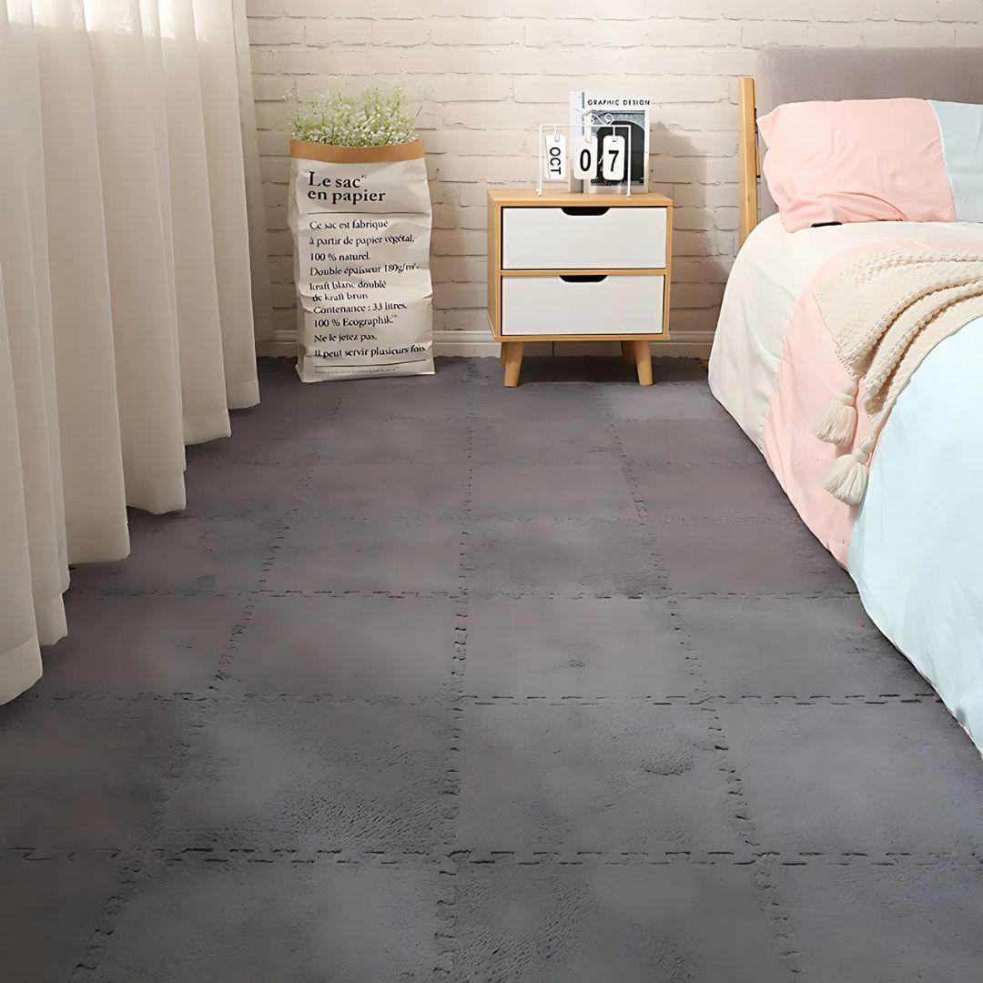 Pack 6 Alfombras Rompecabezas Felpa Shaggy 30x30 cm Armables-0