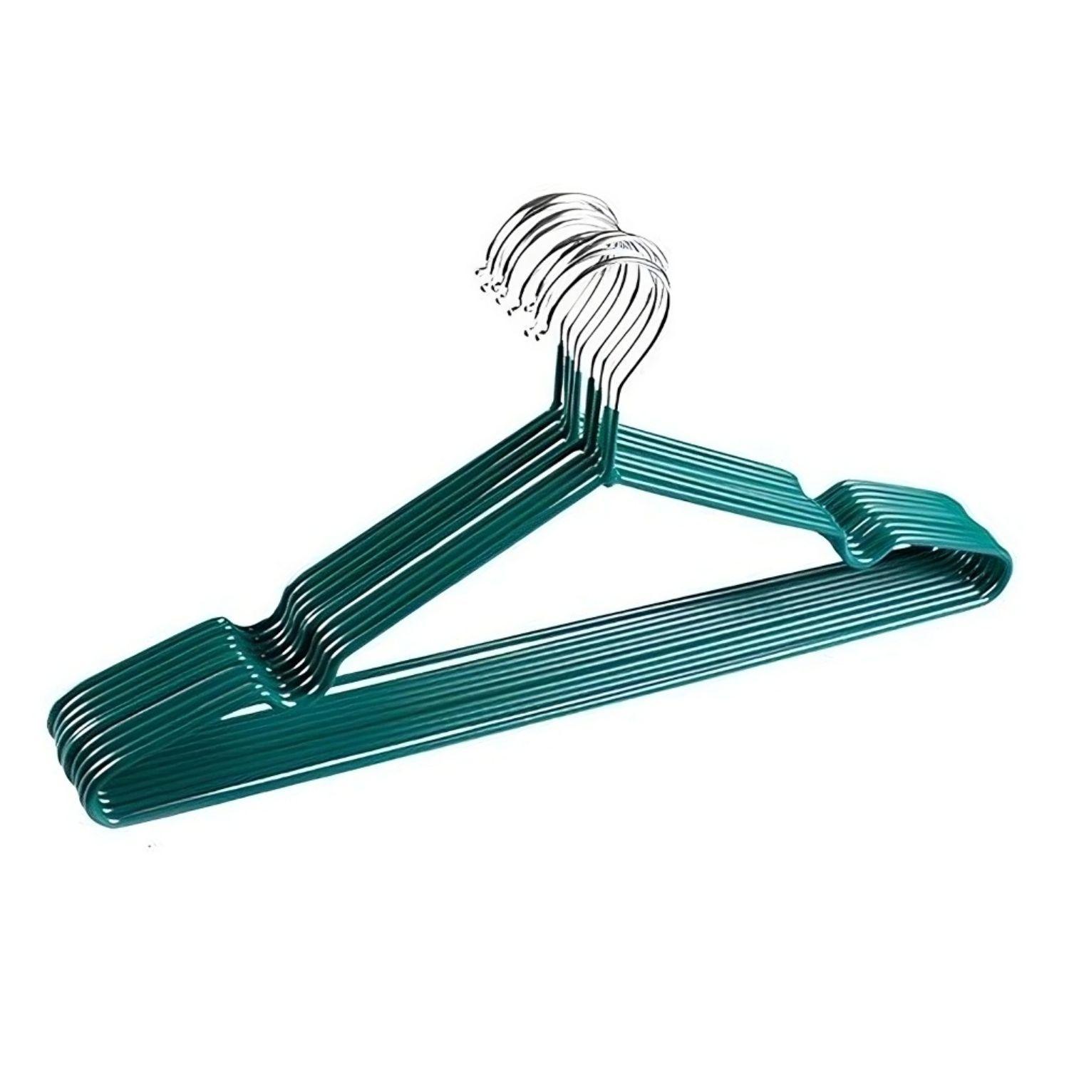 Ganchos Colgador Ropa Metálicos 10 Unidades - Verde-0
