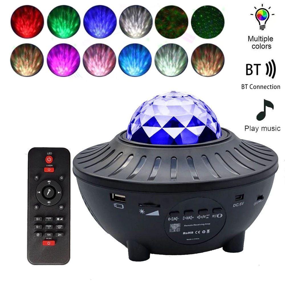Proyector Led Luces y Estrellas 360º Con Bluetooth y Musica-0