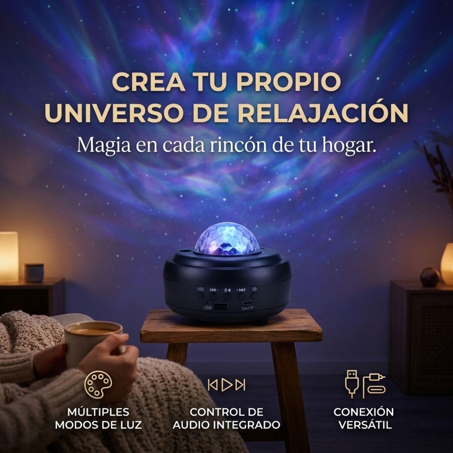 Proyector Led Luces y Estrellas 360º Con Bluetooth y Musica-3