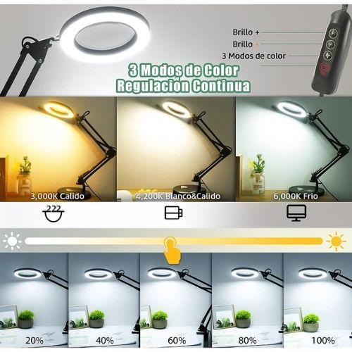 Lampara Lupa De Escritorio Luz Led Lente De Aumento Con Base-4