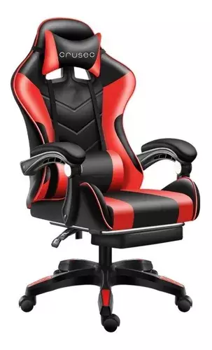 Silla Gamer De Cuero Reclinable Con Reposapiés Y Masajeador-0
