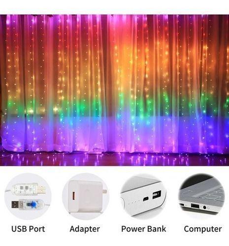 Cortinas Serie Luces 300 Led Decorativas Usb 8 Modelo 3x2.8m-2