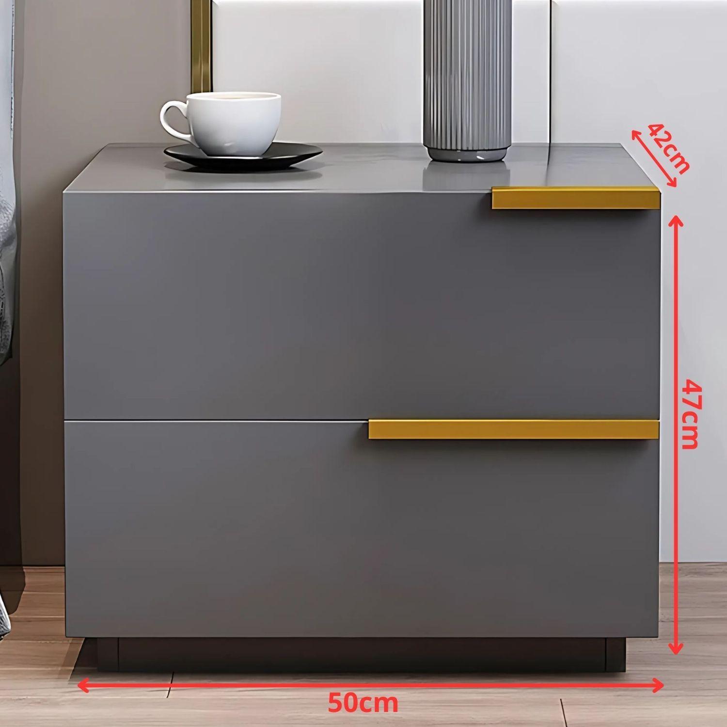 Mesa De Noche Velador 2 Cajones 50x42x47cm Moderno Elegante-2