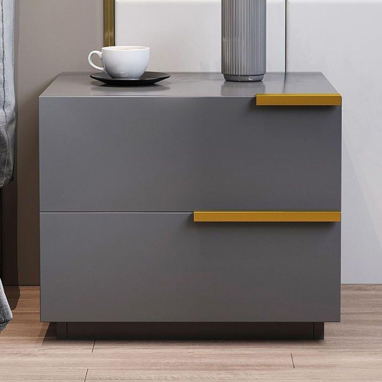 Mesa De Noche Velador 2 Cajones 50x42x47cm Moderno Elegante-3