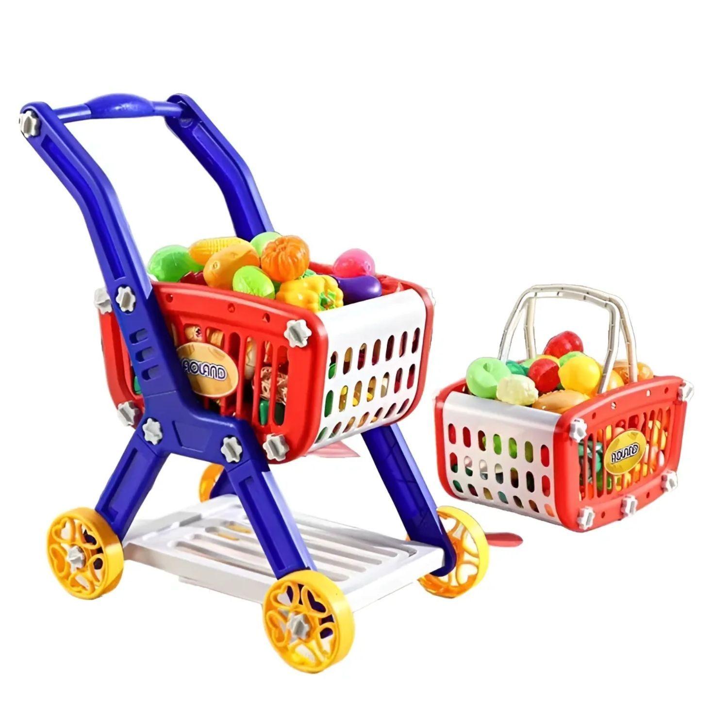 Carrito De Supermercado 2 En 1 Con Alimentos De Juguete-0