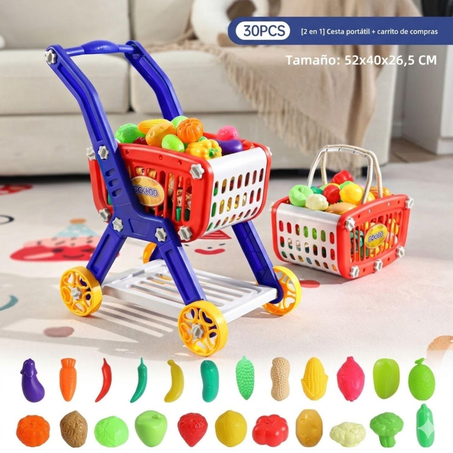 Carrito De Supermercado 2 En 1 Con Alimentos De Juguete-2