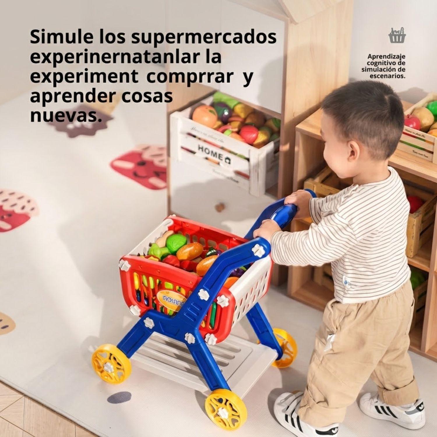 Carrito De Supermercado 2 En 1 Con Alimentos De Juguete-3