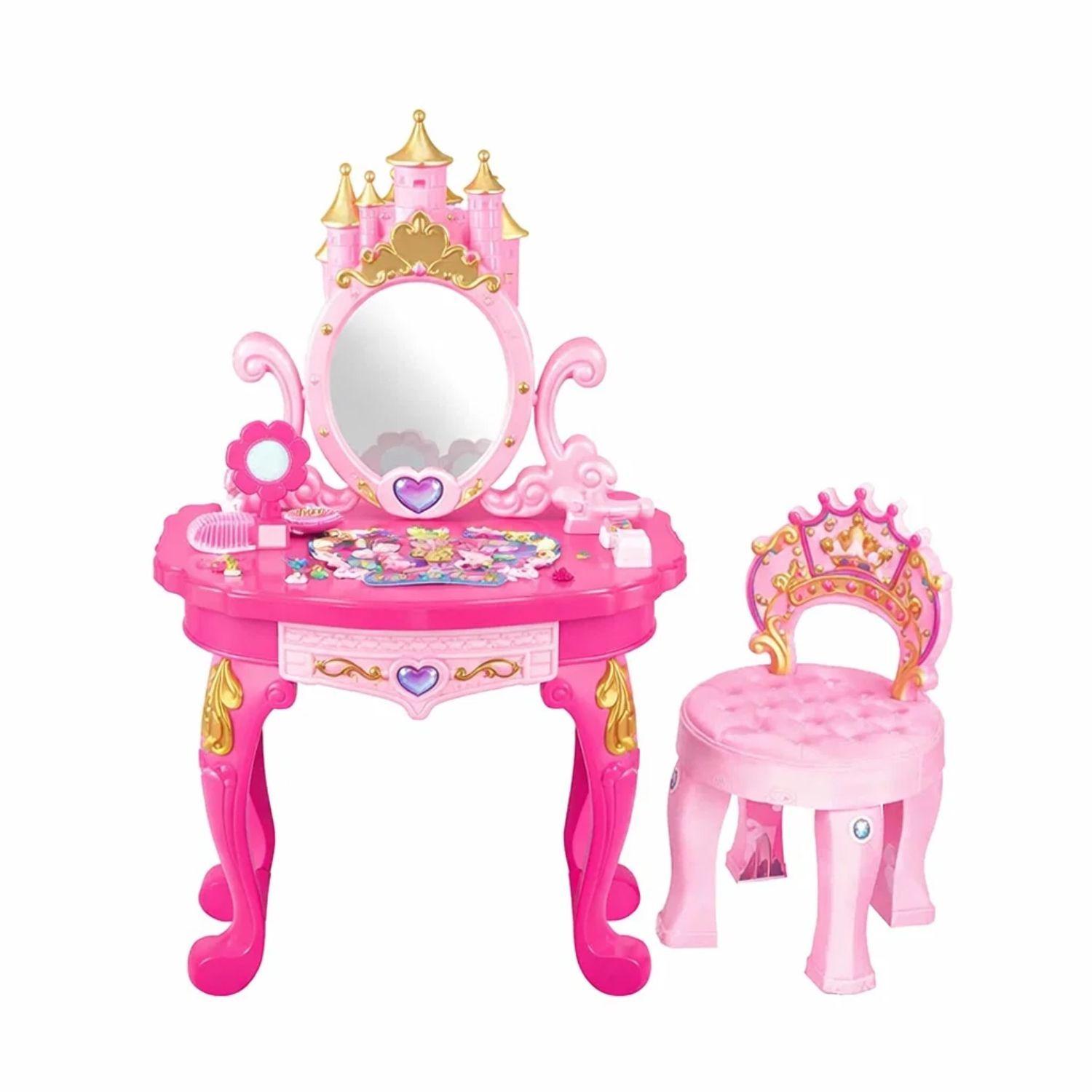 Mesa De Maquillaje Para Niñas Estilo Princesa Con Accesorios-3