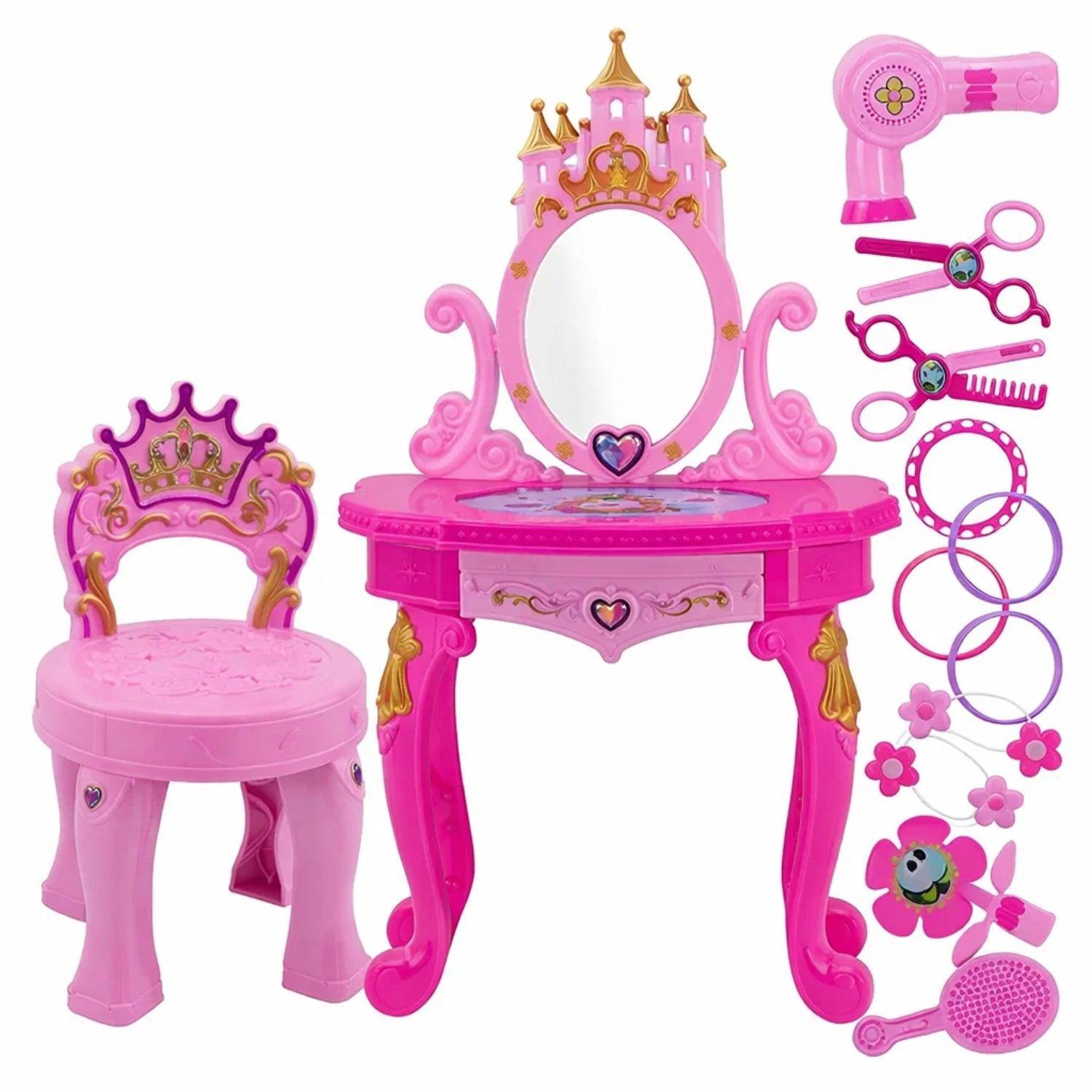 Mesa De Maquillaje Para Niñas Estilo Princesa Con Accesorios-4