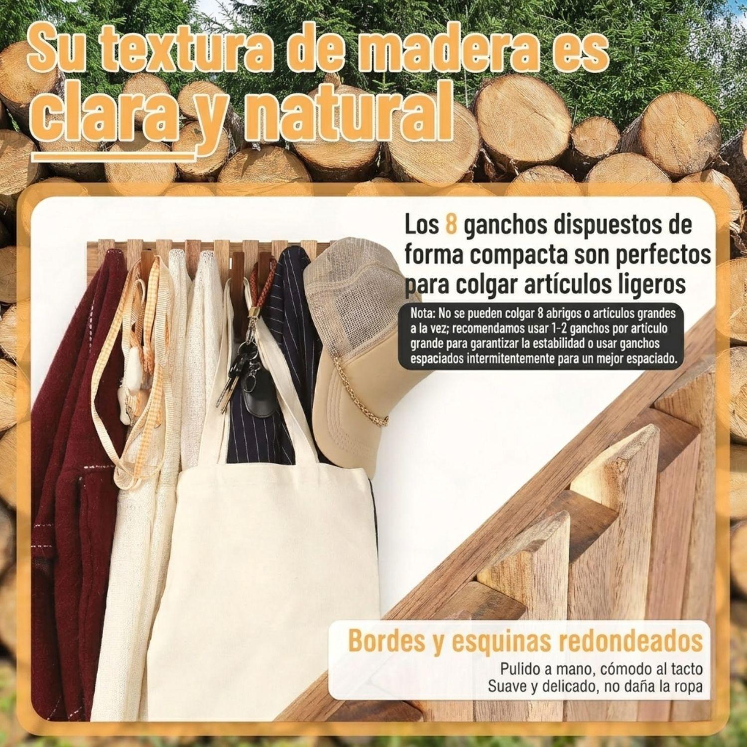 Perchero Plegable De Madera 8 Ganchos-1