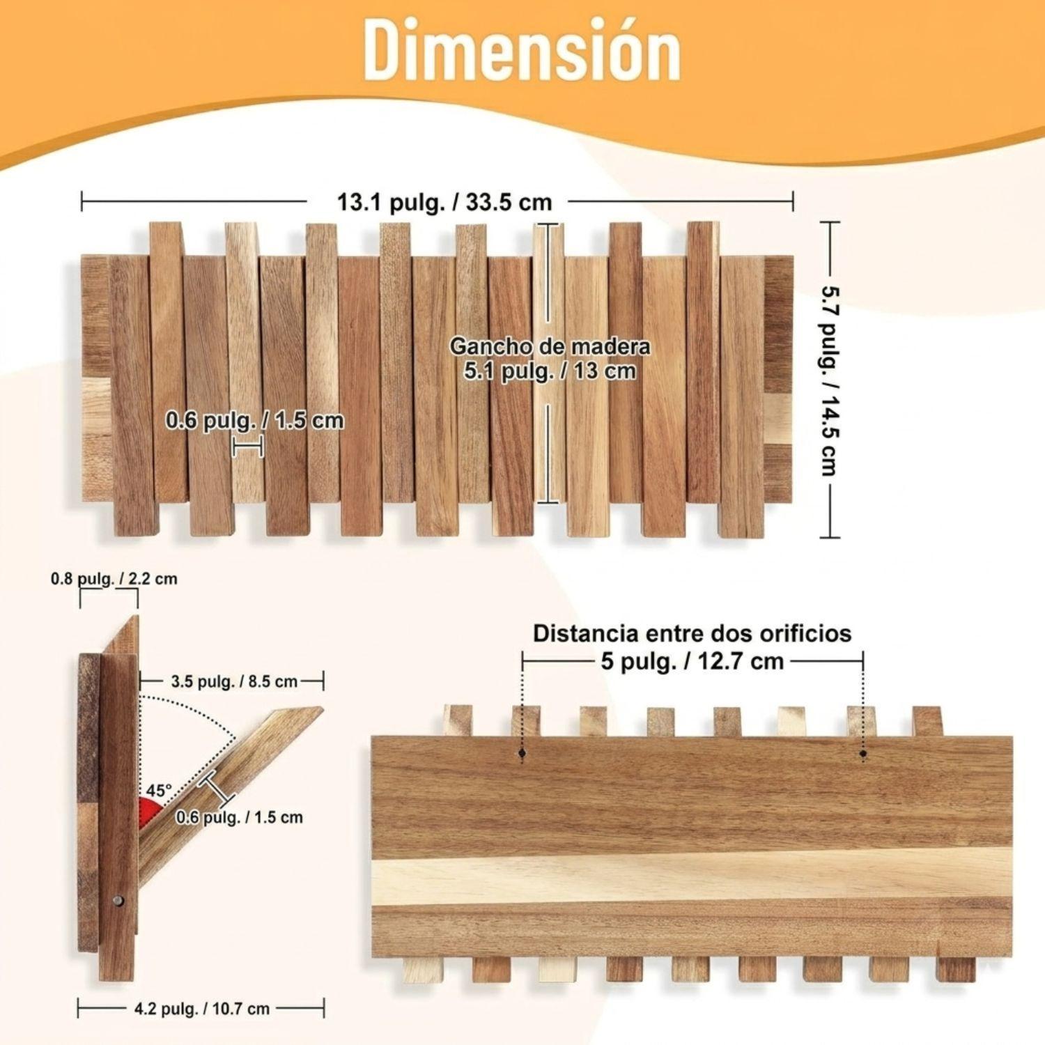 Perchero Plegable De Madera 8 Ganchos-2