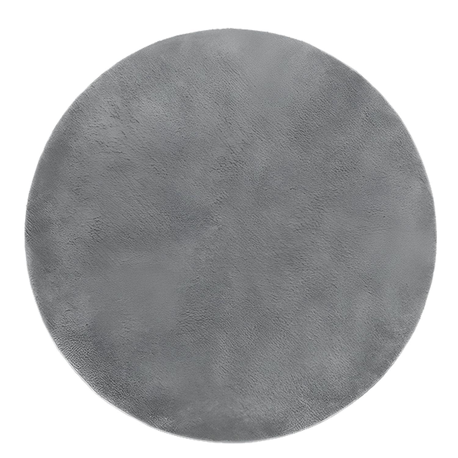 Alfombra Redonda Unicolor 120 X 120 Para Sala De Estar - Gris-0