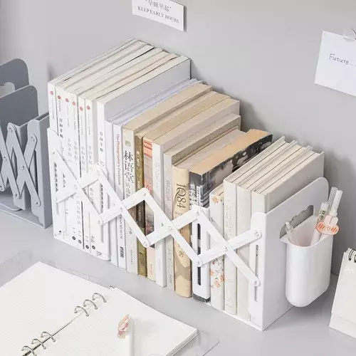 Estante Organizador Soporte Libros Ajustable Con Portalápice-2