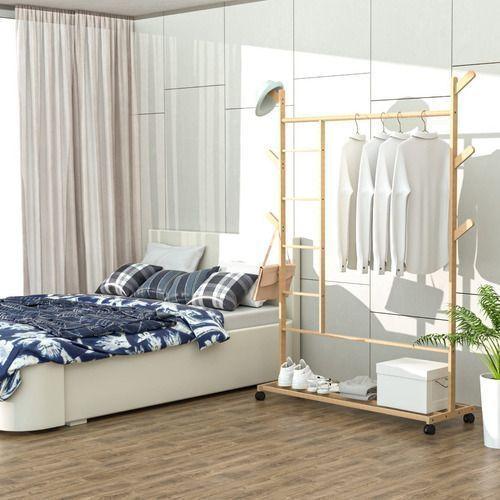 Perchero 100 Cm De Bamboo Con Ruedas Organizador-4