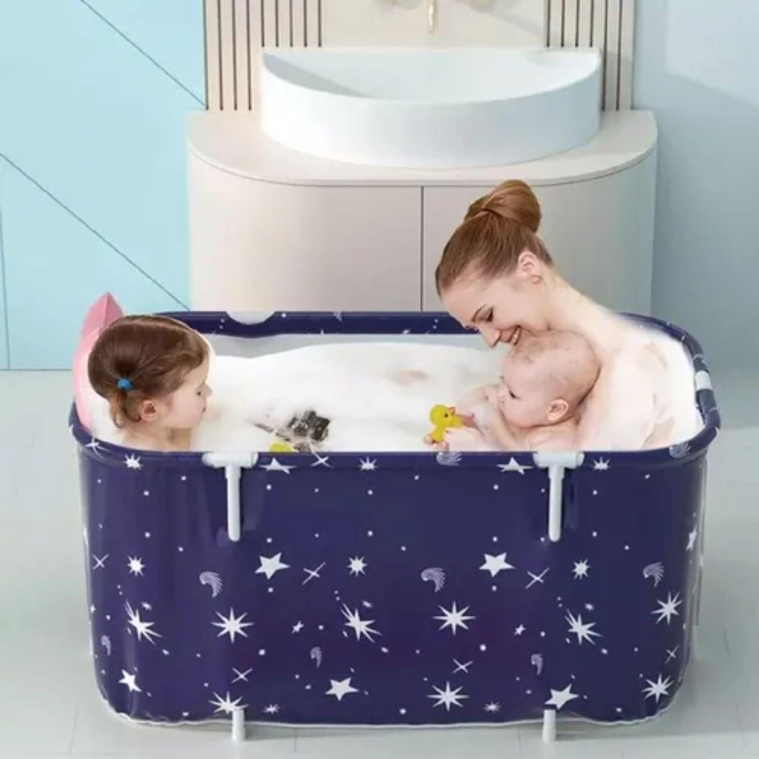 Bañera Plegable Adultos Niños 120x55CM Spa Portatil-5