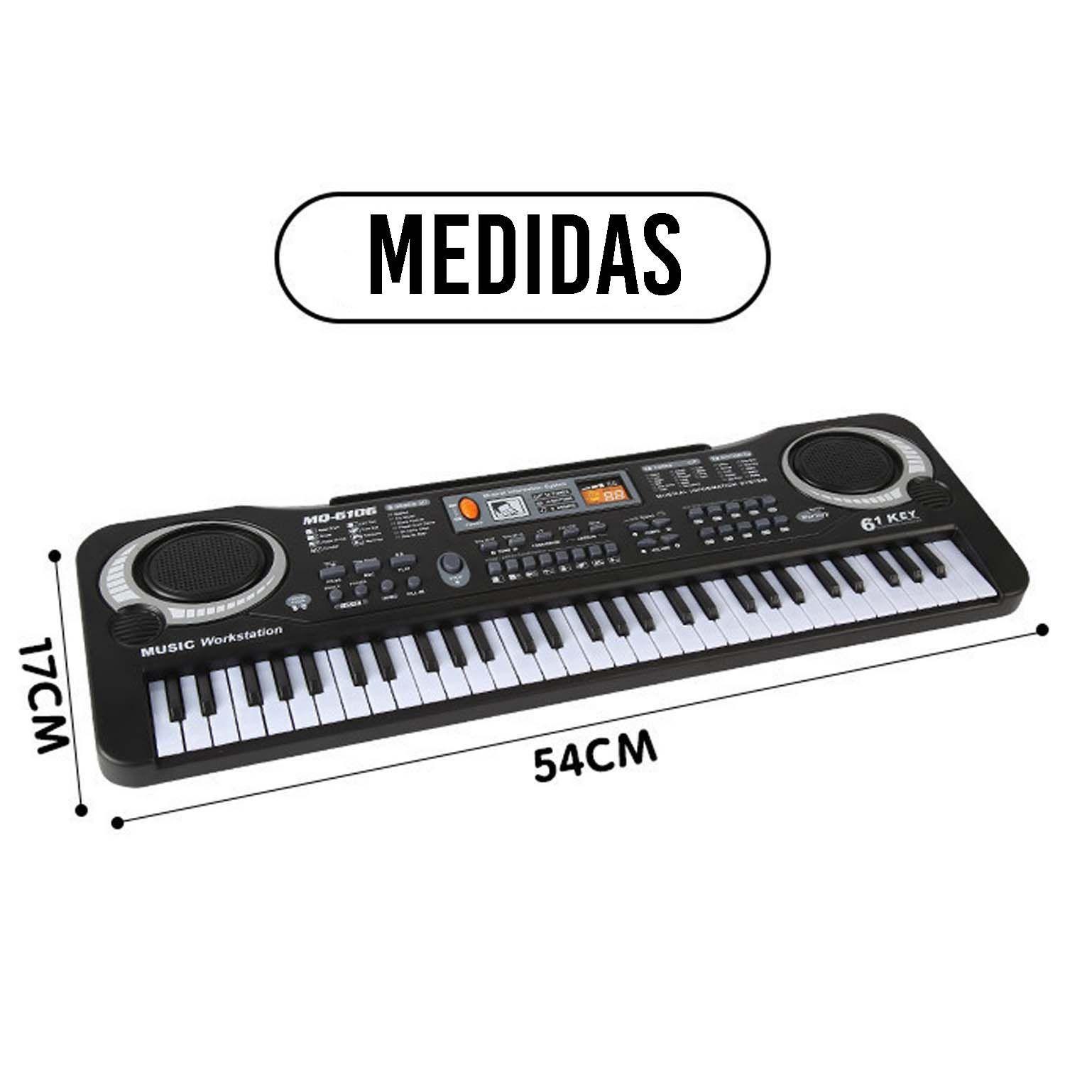Piano Teclado Electrónico Digital 61 Teclas con Microfono-2
